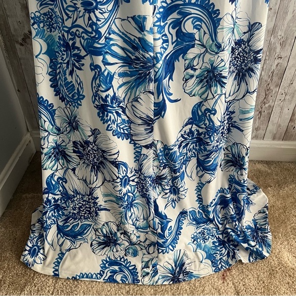 Boston Proper Blue and White Floral Criss Cross Maxi Dress Small - Picture 5 of 6